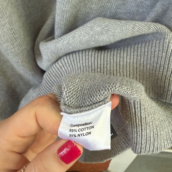 Men’s Sweater Gray 1/4 Zip Cotton Nylon Knit Pullover Casual Preppy Size 2XL - Picture 3 of 5